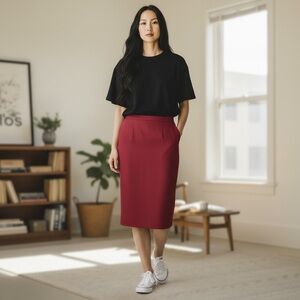 Pendleton Vintage Pencil Skirt Deep Red size Petite 6